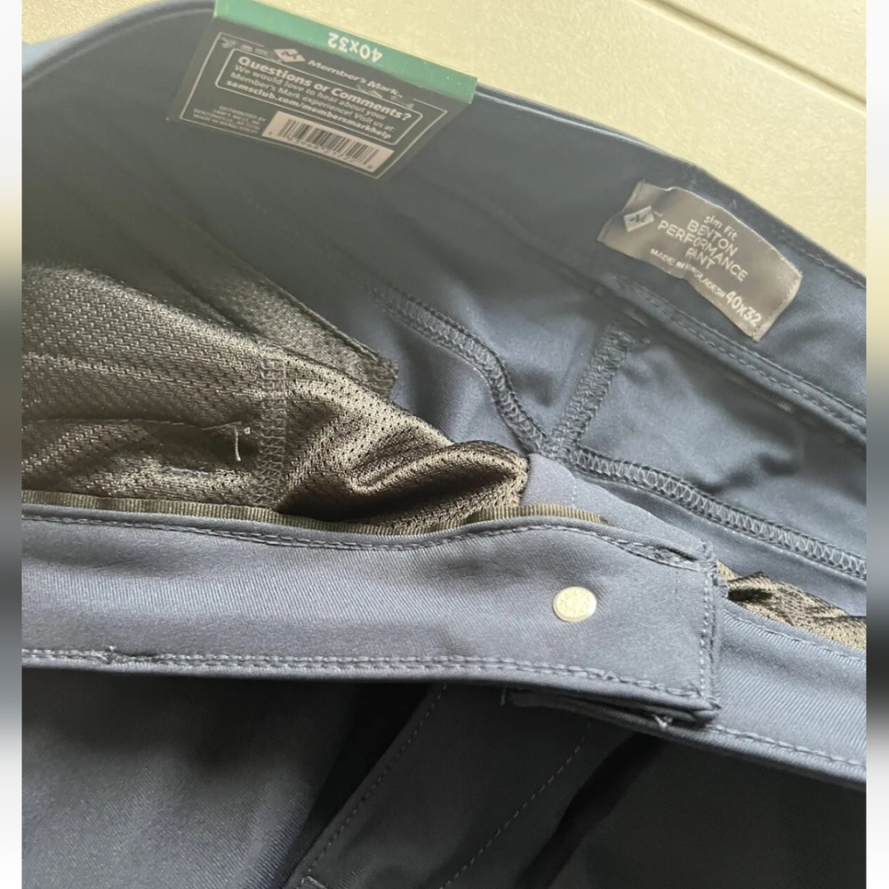 Benton Performance Slim Fit moisture wicking Men Navy Blue - Picture 5 of 5